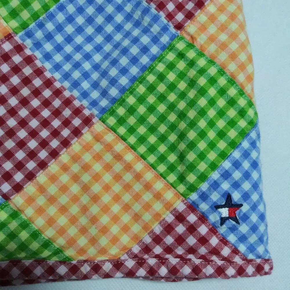 Vintage Tommy Hilfiger Colorful Checkered Patchwork Skirt Youth Girl Size Small